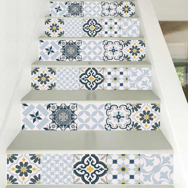 (15cm x 15cm, 6x6 tum) för trappor för kakel blå orangeTile Sti