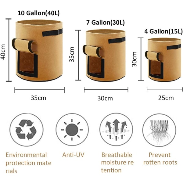 (Medium Φ30*35cm【7 Gallon】Svart) 1-pack planter i non-woven tyg