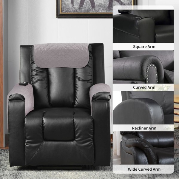 (1 Sete Recliner) Armlenes Deksel, Nakkestøtte Deksel for Recliner Sofa