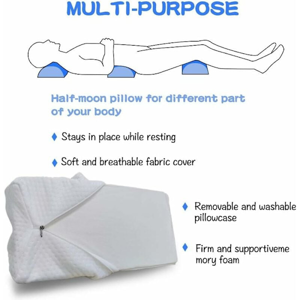 Halvmåne Pude, Halv Cylinder Fodskammel, Memory Foam Fodstøtte