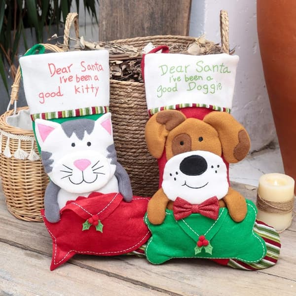 1 stk hundejulestrømper, store kæledyrshund og kat jul