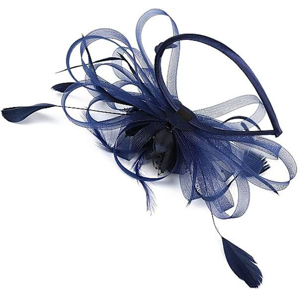 Elegant Fascinator för kvinnor, hatt med fjädrar, hårklämma, accessoar