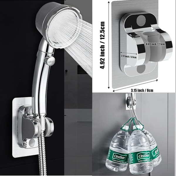 (Sølv) 2 stk dusjhodeholder justerbar vinkel 12 cm overdimensjonert P