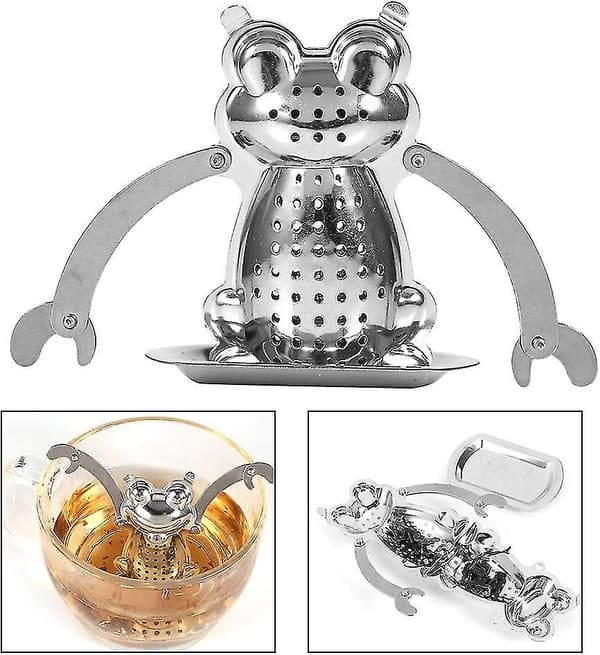 Te-sil, froskeformet rustfritt stål løs te-infuser