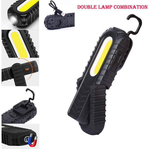 Genopladelig LED-arbejdslampe, 5W COB Front LED-inspektionslamper w