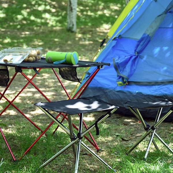 (Svart - S) Fällbar Tripod Pall för Camping, Fällbar 3-Bens C