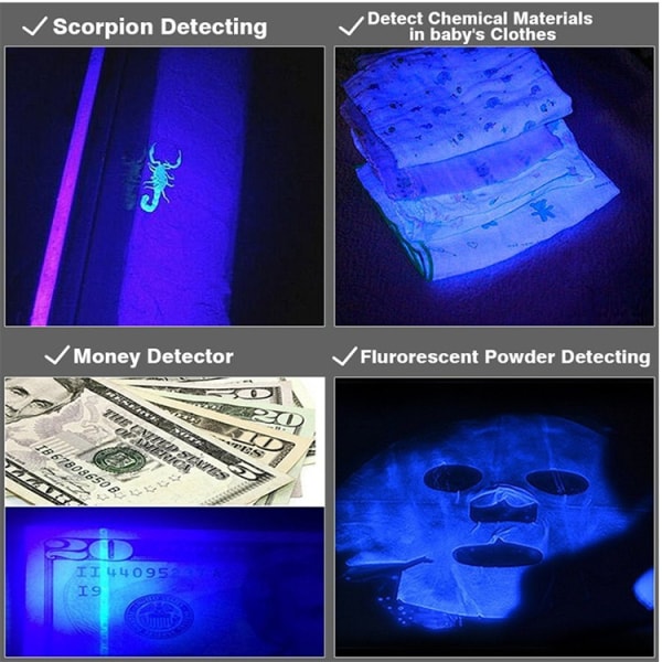 2 stk Uv Lommelygte Udendørsbelysning Led Uv Lommelygte Zoombar l