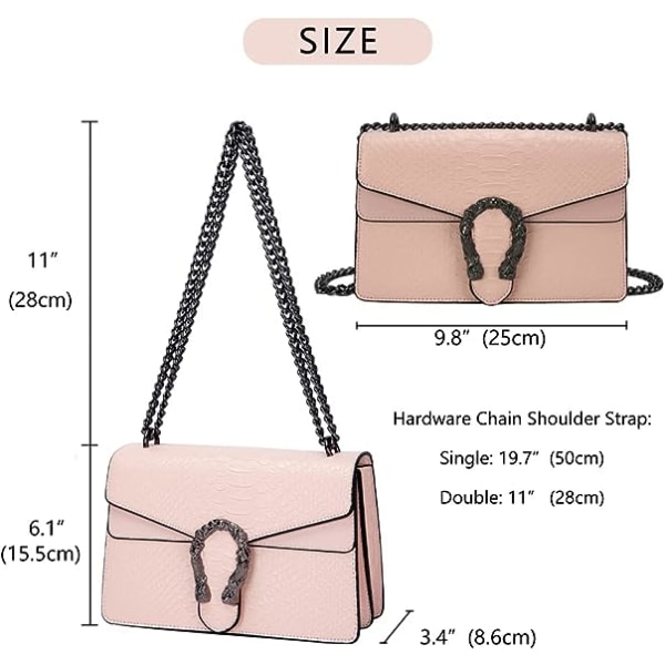 Kvinder Crossbody Aften Taske - Slange Print Læder Messenger Taske C