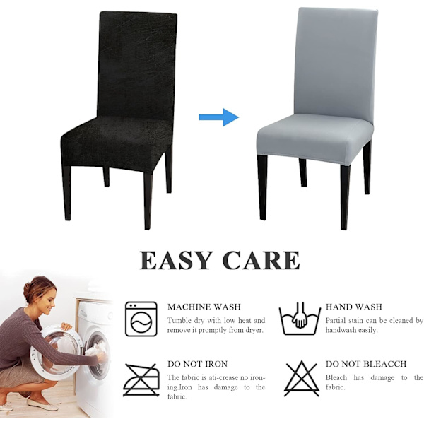 Stretch Stolsöverdrag Set om 6 Universal Tvättbar Modern Mat