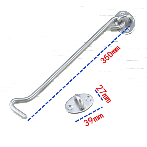 2 delar hyttkrok, dörrlåskrok, silverrostfri dörr H
