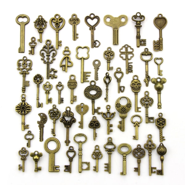 Tibetansk nyckelberlock/hänge Antik brons 5-40mm Pack-50