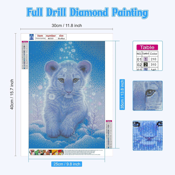 5D Diamond Painting Tiger, Animals Full Diamond Painting Kit, DIY