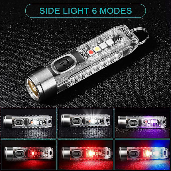 Mini bärbar LED-ficklampa med 10 belysningslägen, TYPE-C-laddning