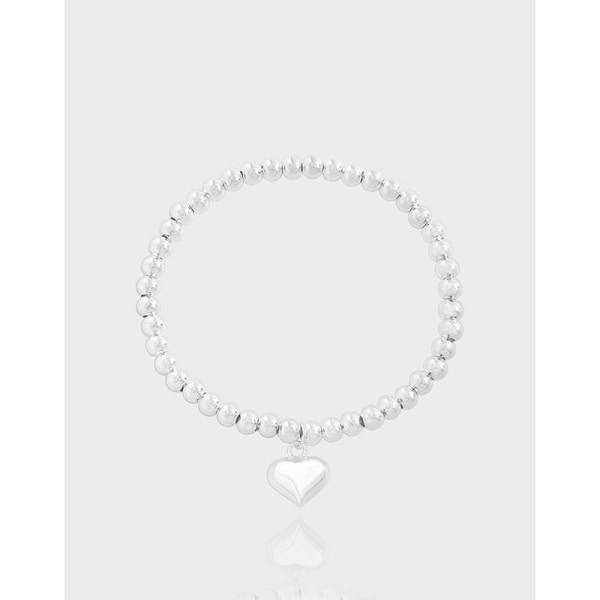 Glasperle Stretch Armbånd med Hjerte Charm