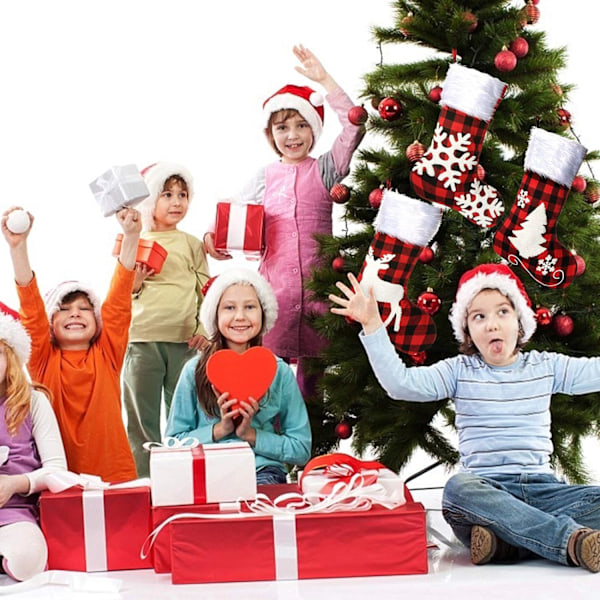 （1）Julstrumpor att hänga, set med 3 stora 50 cm julklappar