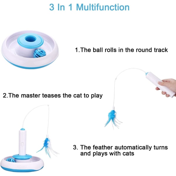 Interaktiv Kattelegetøj Indendørs Legetøj med Elektrisk 360° Roterende Fjer