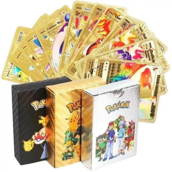 Engelske Pokmon Cards Gold Foil Cards Pokermen Deck Box Pokermen G