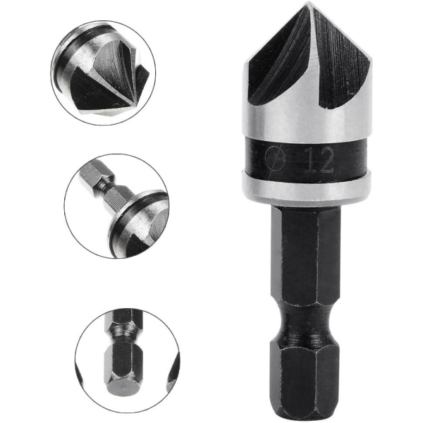 3 stk. 1/4\" Hex HCS Fasefræser 5 Fløjter Bor Bit Fasefræsere C