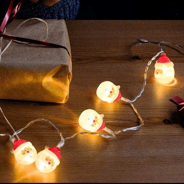 1 st Santa Claus julbelysning krans, 10 LED julsnögubbe
