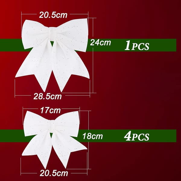 5PCS Julebåndssløyfe 24cm Stor Størrelse Julebuer Bånd B