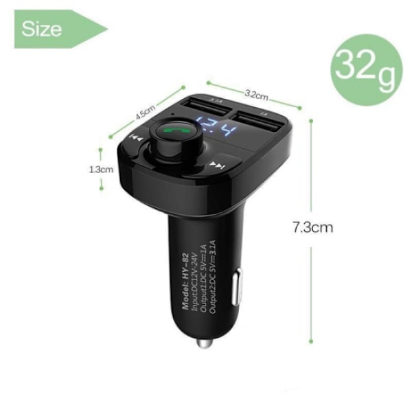 FM-sändare X8 med bluetooth och handsfree Svart