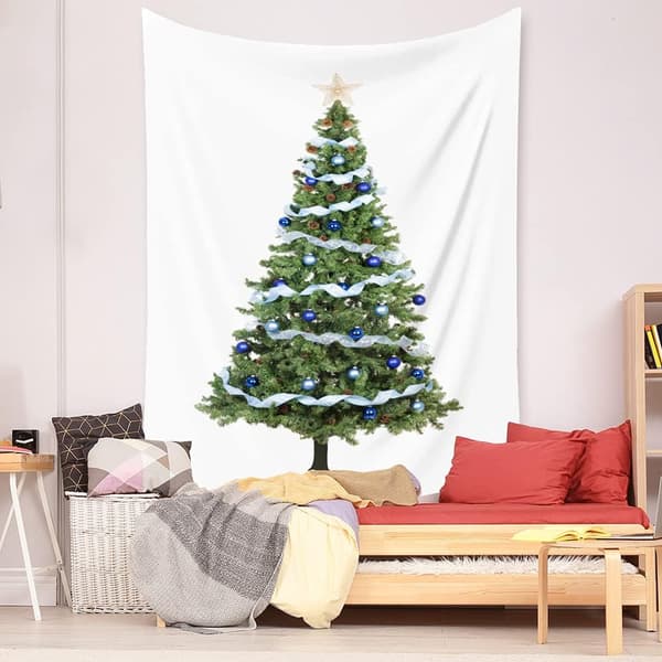 Grön julgran färgglada ägg väggbonad gobeläng för sovrum