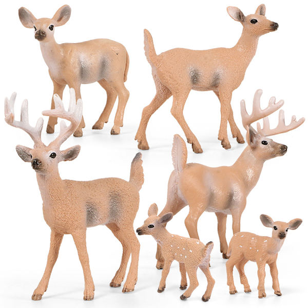 6 st Deer Figurer Miniatyr Deer Figurer Realistiska Leksaker Dee