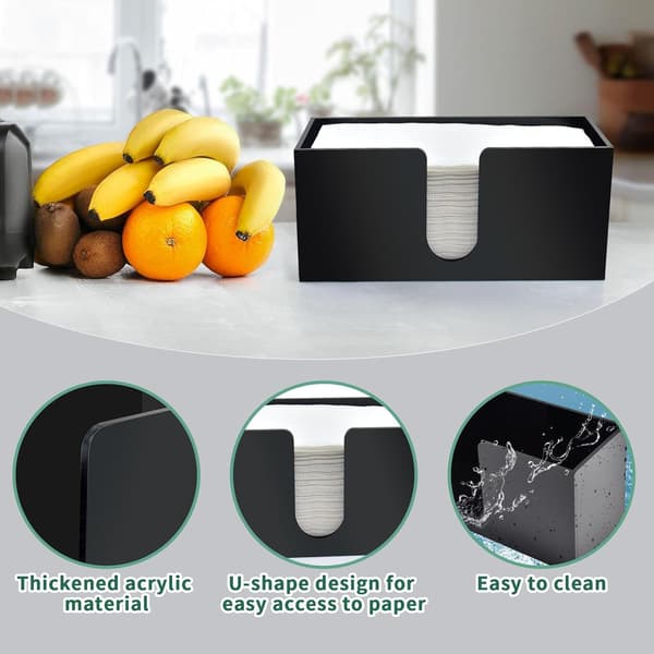 Fritstående papirhåndklædedispenser, sort akryl servietdispenser, multi-fold papirhåndklædedispenser