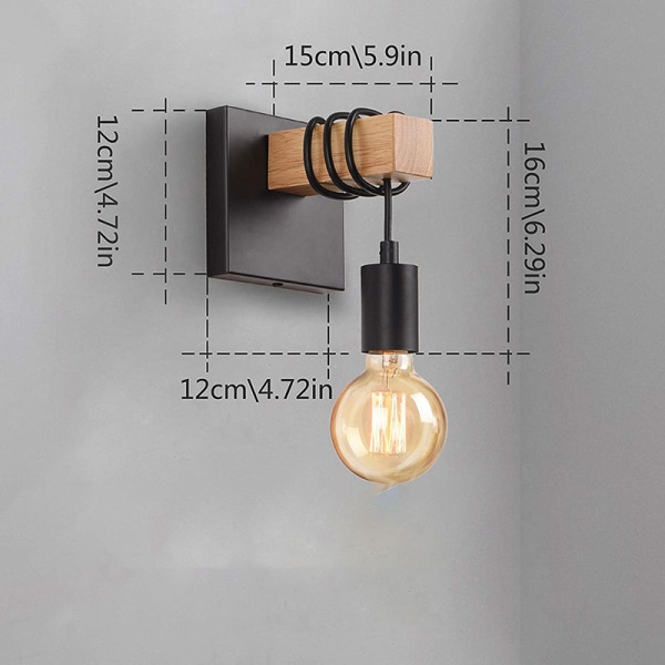 Industriell vägglampa retro trä vägglampa inomhus antik vägg