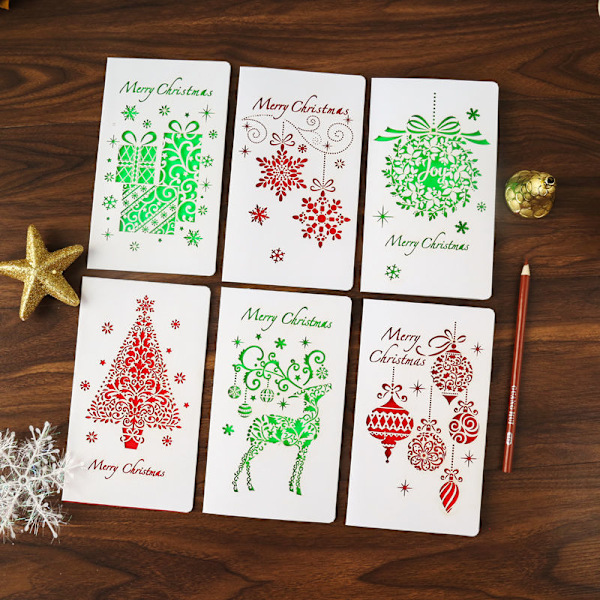 Julekort Julehilsen kort, liten hjort+julehuler