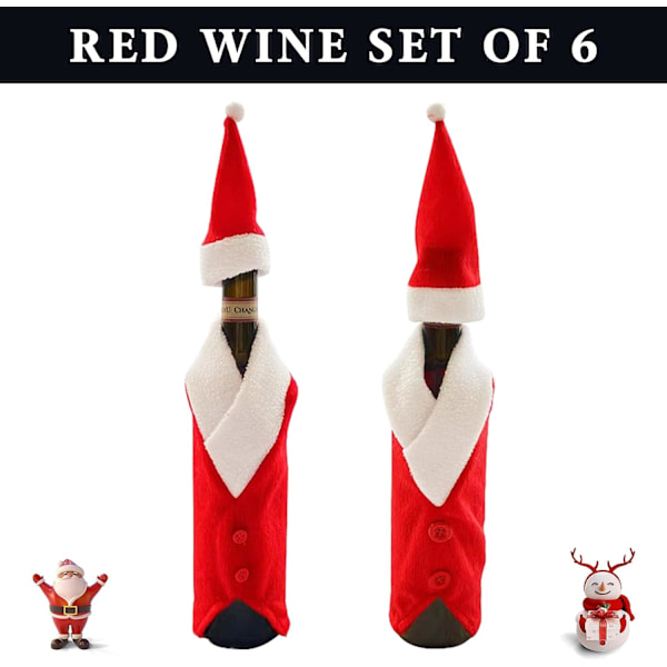 Set med 4 röda julvinsflaskepåsar, rödvinsflaskeset, Fab