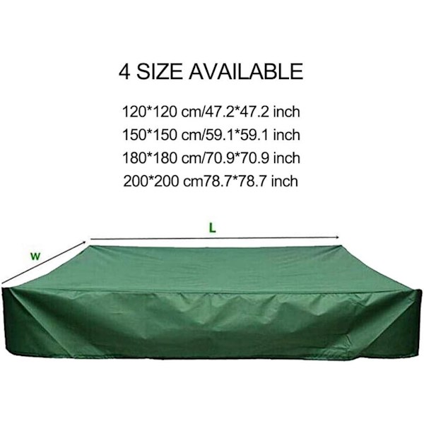 120*120*20cm Sandlådeöverdrag, Grön Vattentät Dammtät UV-skydd