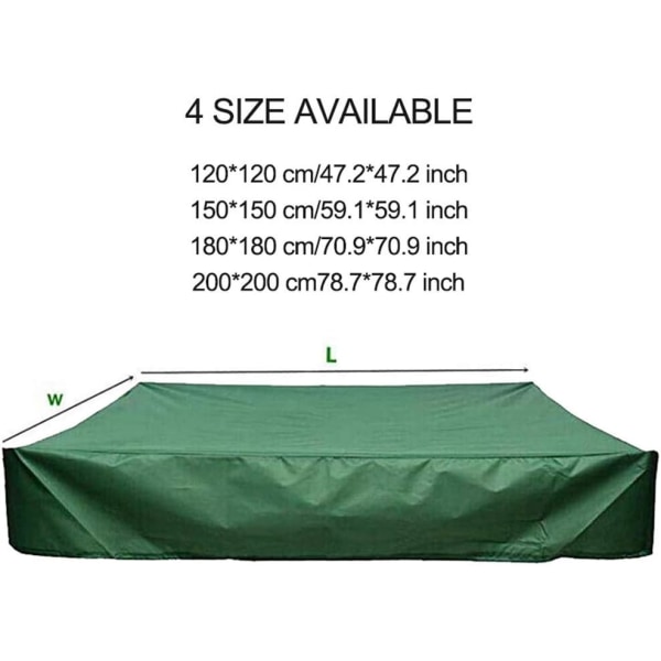 150*150*20cm Sandkasseovertræk, Grøn Vandtæt Støvsikker UV-beskyttelse