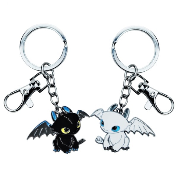 2 pairs of metal key ring Dragon Shape toothless key ring gift