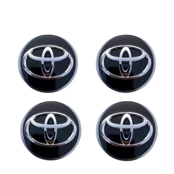 4 stk. Toyota 62mm hjulcenternavkapsler til logo sort