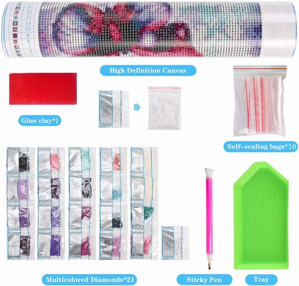 （44）2 stk. DIY diamantmaleri julekit, 5D julebroderi