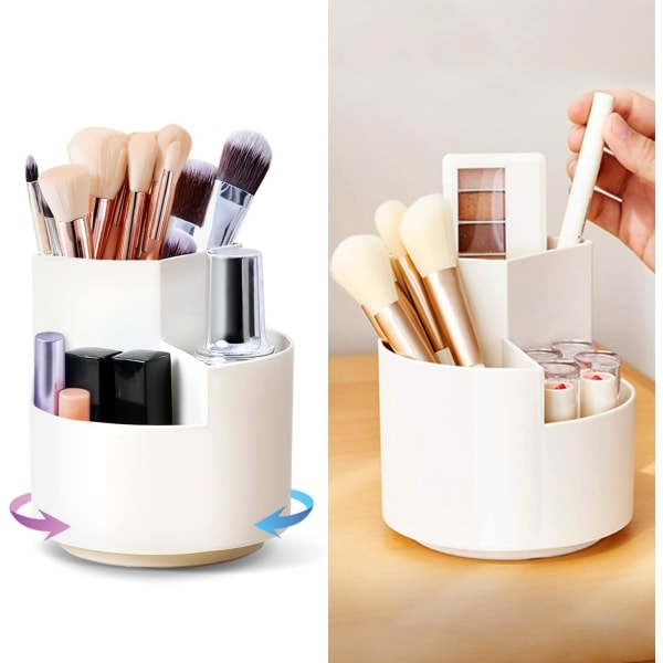 Makeup opbevaringsboks, 360° roterende makeup organizer, 3-rum