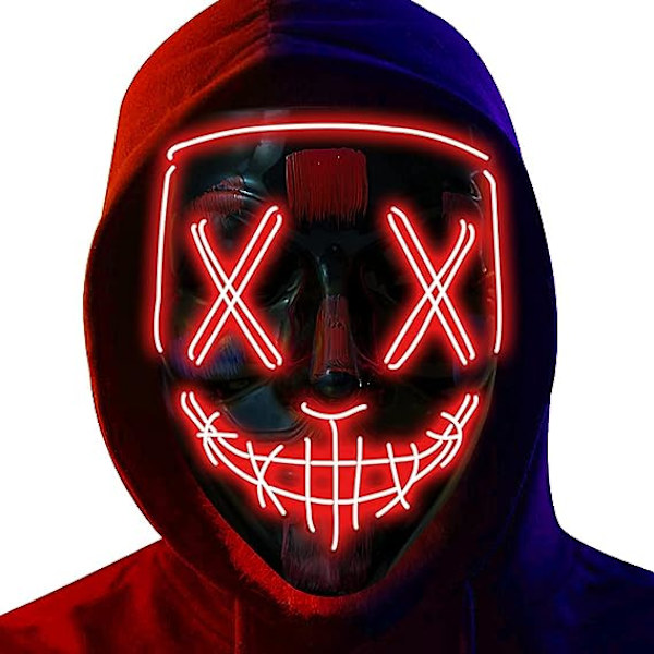 LED-kauhunaamio, Halloween-naamio, puhdistus 3x valotehosteilla, Con