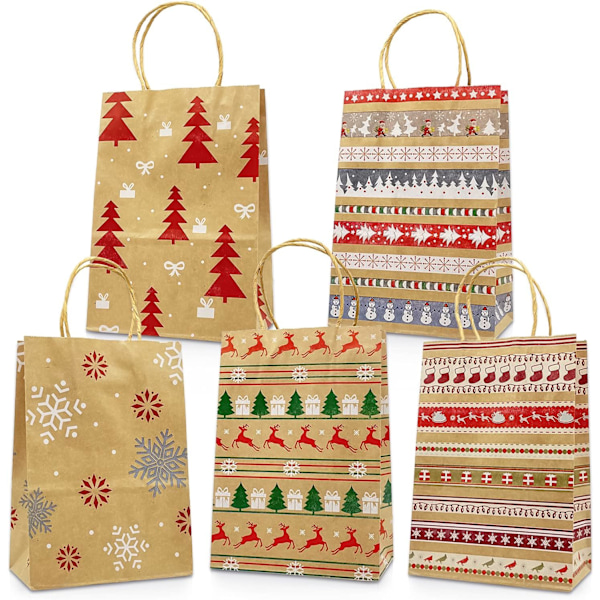 Kraft Christmas Gift Bags 20 Assorted Styles Christmas Paper Bags