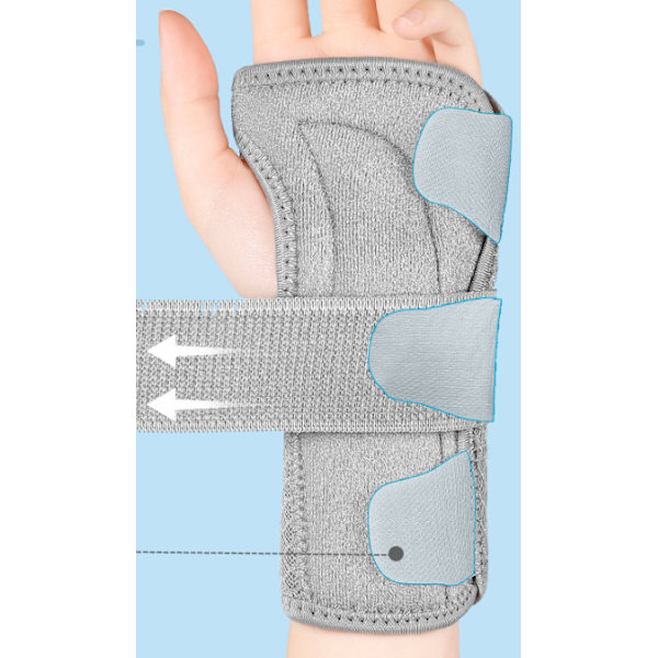Grå handledsstöd, handledsstöd i metall, handledsstöd för hand och handled för artrit