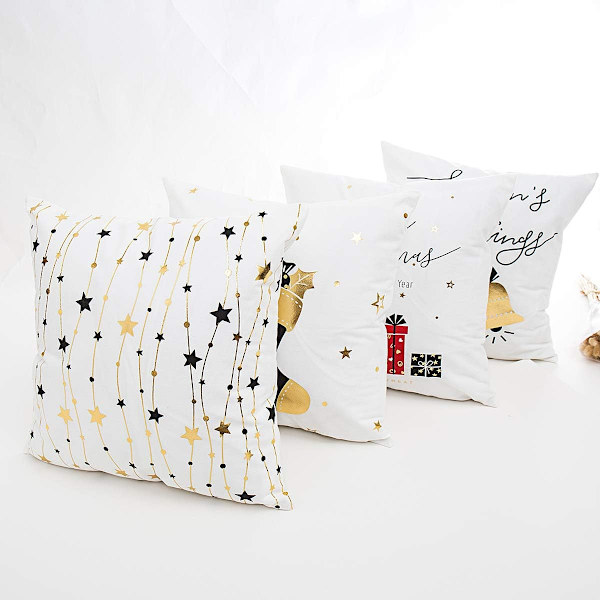 Kuddfodral God Jul Set om 4 Bomullskuddfodral Vinter