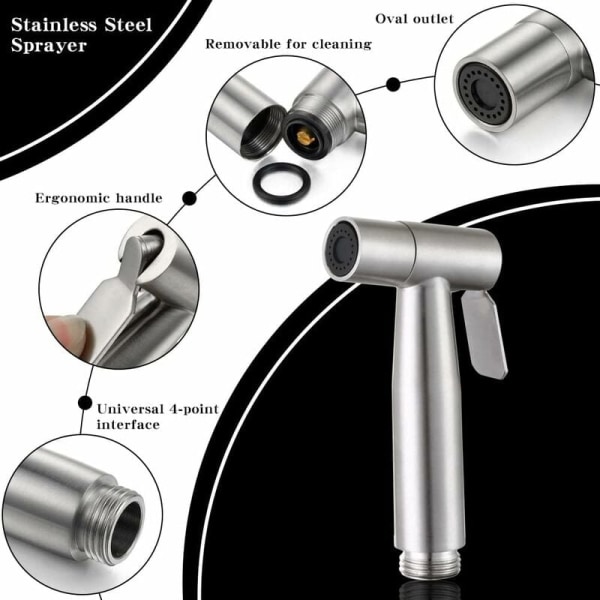 2 stk bidet-sprayer, toalett-hånddusj, rustfritt stål bidet-spraye