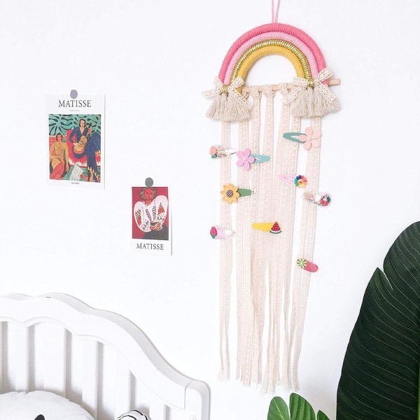 Rainbow Macrame seinälle ripustettava kuvakudos lastenhuoneen sisustukseen, Rainbo