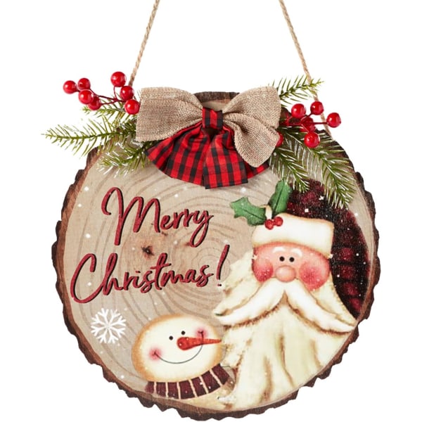 God Jul Jul Välkommen Skylt för Entrédörr, Trä Utomhus