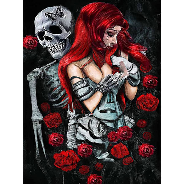 Diamantmaleri 5D Diamantmaleri kit Voksen Rose Skull Kvinde F