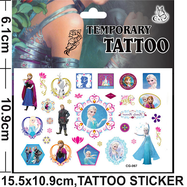 Frozen-tatuoinnit - 4 kuvaa - Moniväriset lasten tatuoinnit