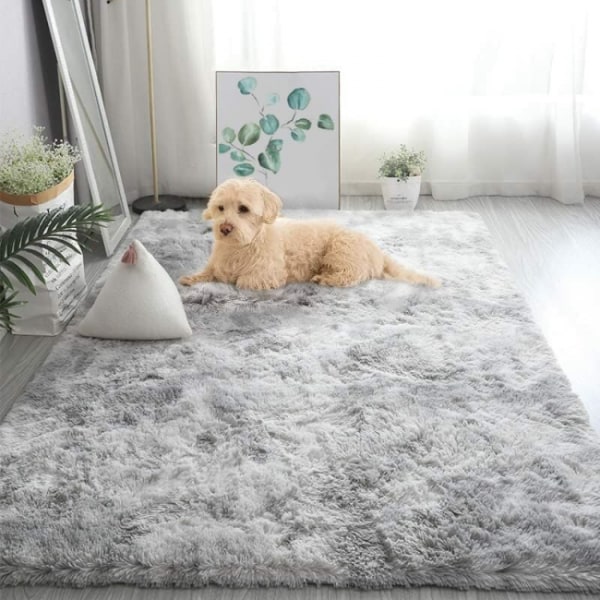 40 x 60 cm Shaggy stueteppe i plysj, grå