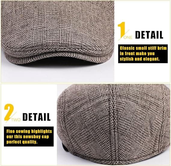 Herre flad beret cap justerbar flad hat efterår vinter（Coffee-Pla