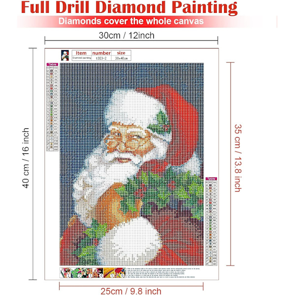 （9）3 stk. DIY Diamantmaleri Julekit, 5D Julebroderi
