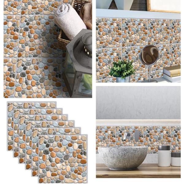 Flis-klistremerker, 24 stk. 3D-flis-klistremerker, vanntette, selvklebende